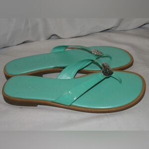 RARE! *Brighton* Tiffany-Blue Turquoise Thong Sandals Size 8 1/2M 8.5